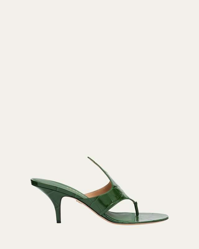 Lyrai Croco Thong Slide Sandals